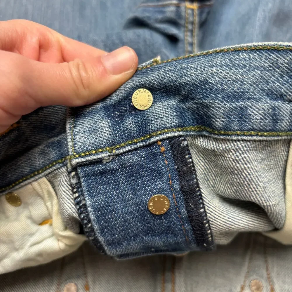 $185 Sid Mashburn Light Wash Denim 38x32 Slim Straight Jeans
